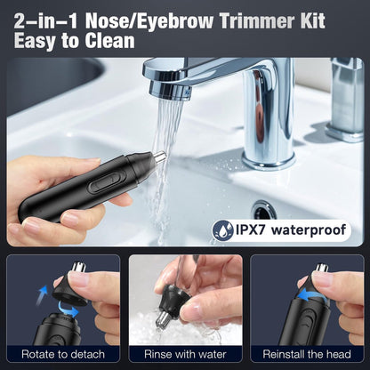 2-in-1 Nose Trimmer - Nose Trimmer - Eyebrow and Ear Trimmer - USB Rechargeable - Nose Trimmer for Men and Women - Black - Image 6