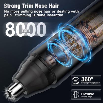 2-in-1 Nose Trimmer - Nose Trimmer - Eyebrow and Ear Trimmer - USB Rechargeable - Nose Trimmer for Men and Women - Black - Image 7