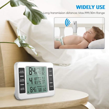 Thermometer - thermometers - indoor thermometer - freezer thermometer - freezer thermometer - digital hygrometer - with 2 sensors - for freezer with temperature alarm, MIN/MAX, temperature trend arrow display - Image 3