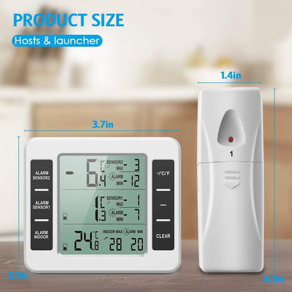 Thermometer - thermometers - indoor thermometer - freezer thermometer - freezer thermometer - digital hygrometer - with 2 sensors - for freezer with temperature alarm, MIN/MAX, temperature trend arrow display - Image 5