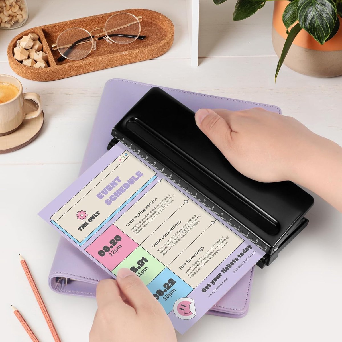 piece - Adjustable 6-hole punch - hole punch for diaries, personal planners and refill pages for files - refill pages - black - Image 3