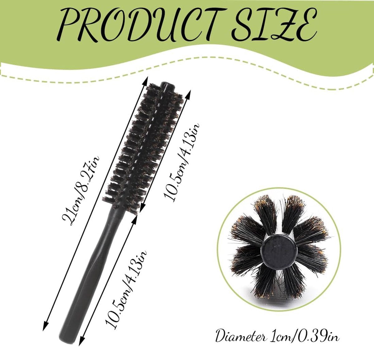 Small round hair dryer brush - curling brush for hair - 1 piece - black - boar bristles - Image 7