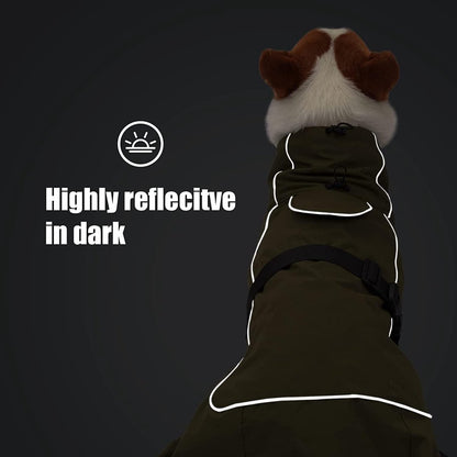 Dog Raincoat - Dog Jacket - Waterproof Winter Dog Coat - Windproof Dog Jacket - Winter Dog Coat - Reflective Strip - Green - Size XXL - Perfect for medium and large dogs - Image 2