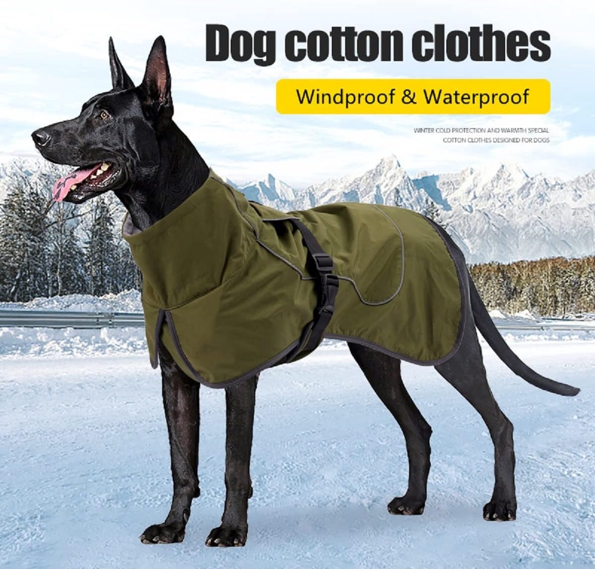 Dog Raincoat - Dog Jacket - Waterproof Winter Dog Coat - Windproof Dog Jacket - Winter Dog Coat - Reflective Strip - Green - Size XXL - Perfect for medium and large dogs - Image 3