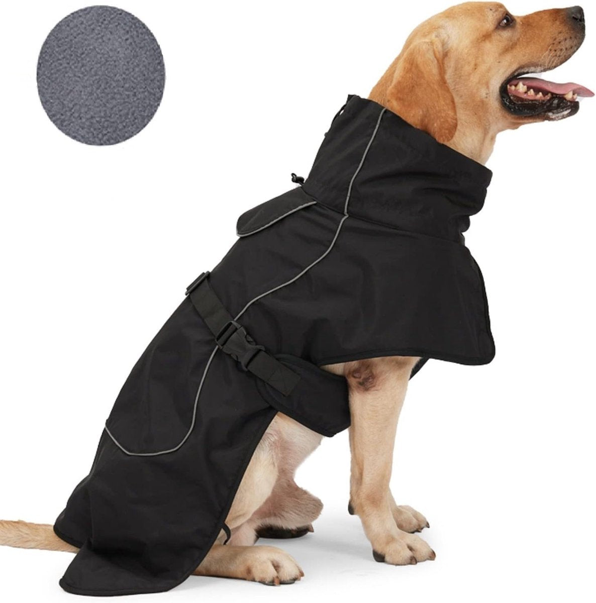 Dog Raincoat - Dog Jacket - Waterproof Winter Dog Coat - Windproof Dog Coat - Winter Dog Coat - Reflective Strip - Black - Size XL - Perfect for Medium-Sized Dogs