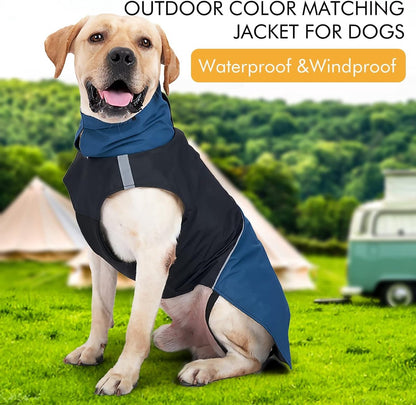 Dog Raincoat - Dog Jacket - Waterproof Winter Dog Jackets - Windproof Dog Jacket - Winter Dog Jacket - Reflective Strip - Perfect for Small Dogs - Medium-Sized Dogs - Blue and Yellow - Size S - Image 4