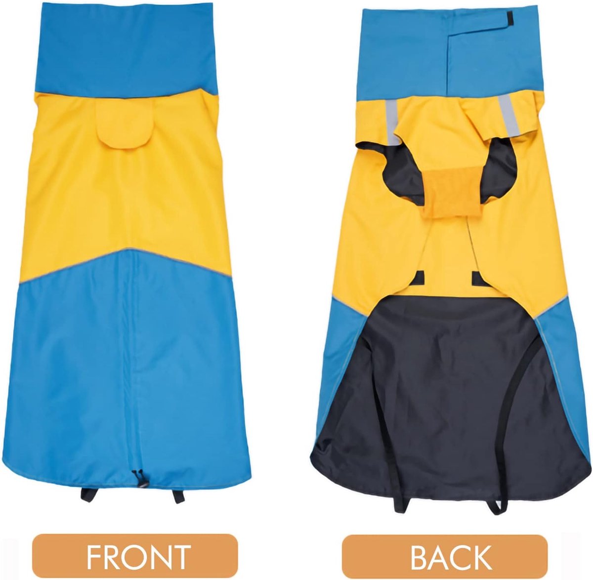Dog Raincoat - Dog Jacket - Waterproof Winter Dog Jackets - Windproof Dog Jacket - Winter Dog Jacket - Reflective Strip - Perfect for Small Dogs - Medium-Sized Dogs - Blue and Yellow - Size XXL - Image 6