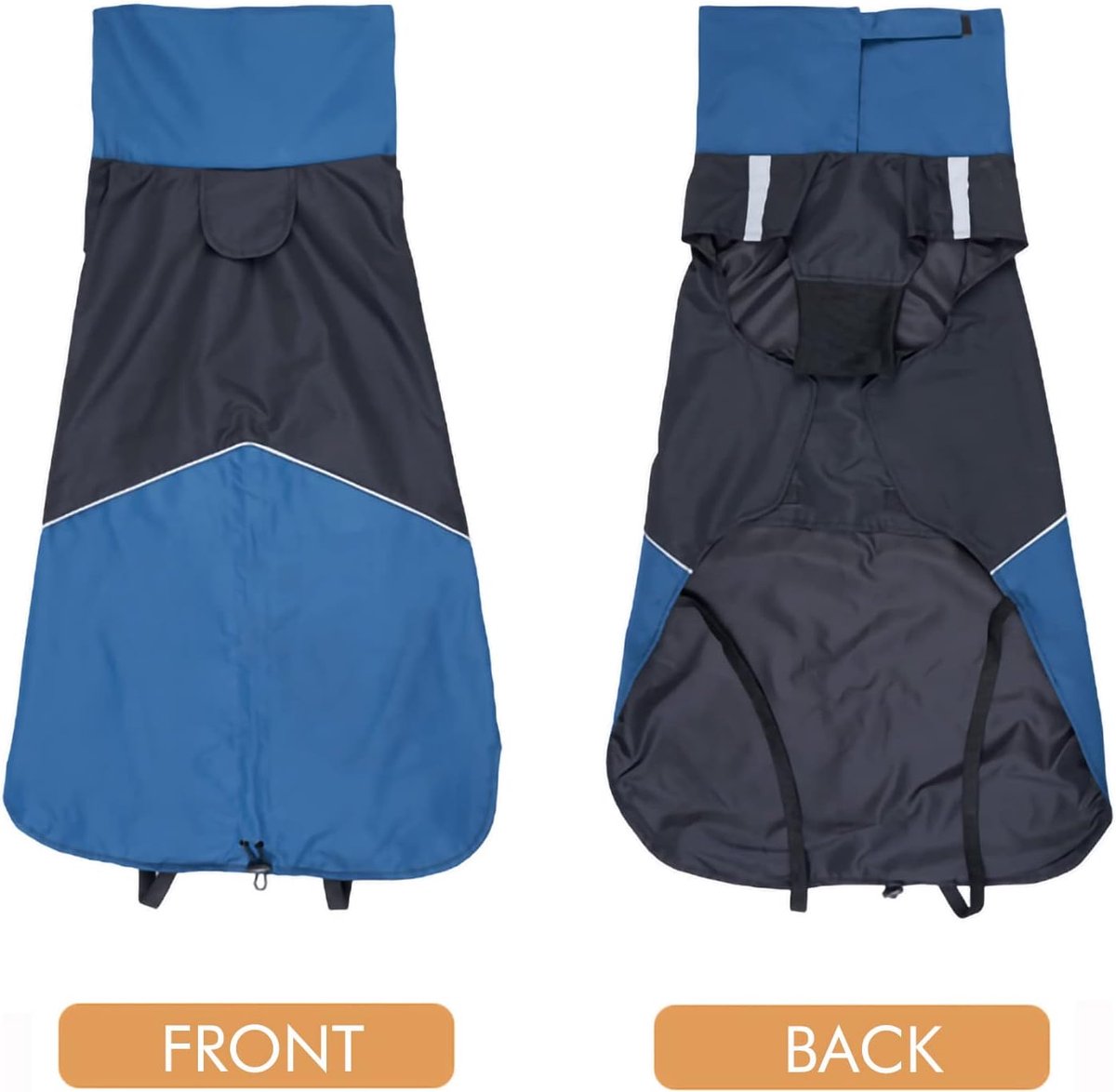 Dog Raincoat - Dog Jacket - Waterproof Winter Dog Jackets - Windproof Dog Jacket - Winter Dog Jacket - Reflective Strip - Perfect for Small Dogs - Medium-Sized Dogs - Blue and Black - Size XXL - Image 6
