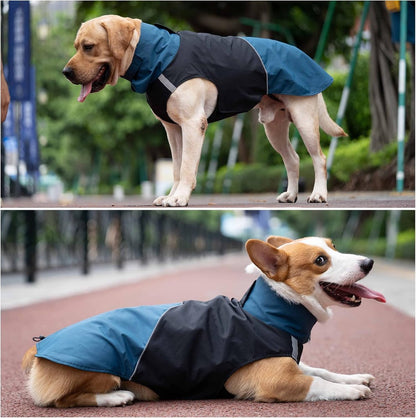 Dog Raincoat - Dog Jacket - Waterproof Winter Dog Jackets - Windproof Dog Jacket - Winter Dog Jacket - Reflective Strip - Perfect for Small Dogs - Medium-Sized Dogs - Blue and Black - Size M - Image 3