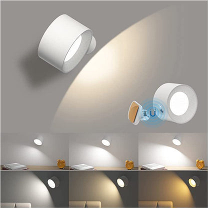 LED indoor wall light with battery, 1 piece, touch control, 3 brightness levels, 360° rotation, suitable for living room, bedroom, stairs, hallway, wireless wall light, white - Image 5