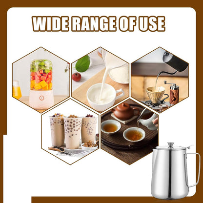 Milk Jug - Barista Latte Artisan Accessories with Lid - 600ml Milk Jug - Stainless Steel Milk Jug with Lid - Milk Frothing Jug - Coffee Milk Jug with Cup - Suitable for Cappuccino, Espresso, and Barista Use - Image 3