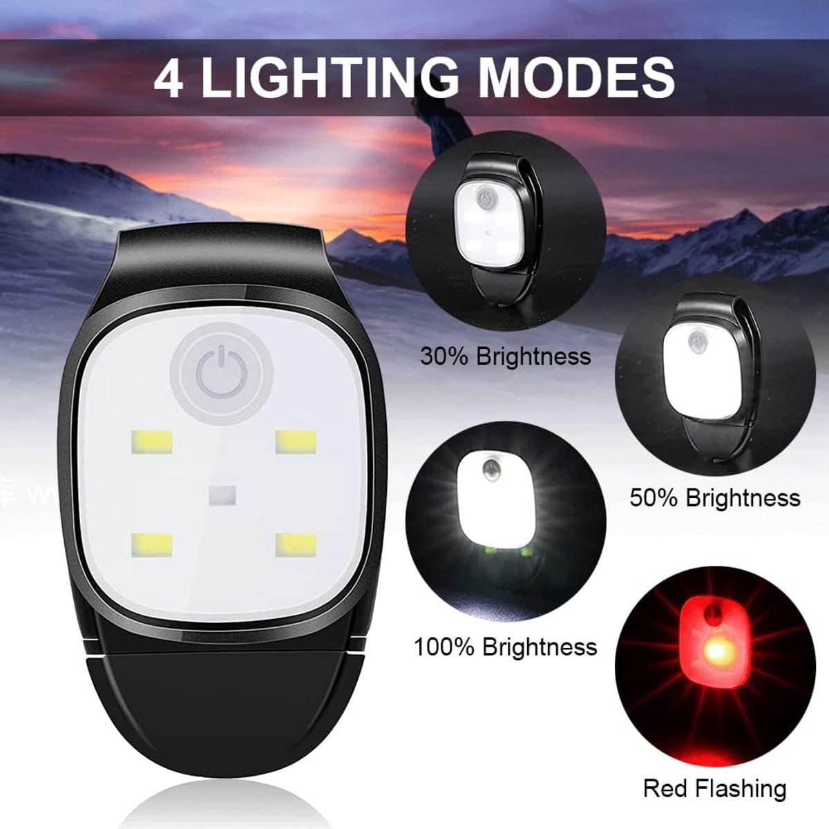 LED clip-on lights, set of 2, rechargeable, waterproof, safety lighting, running accessory, suitable for jogging, walking, running, fishing, camping and hiking. - Image 3