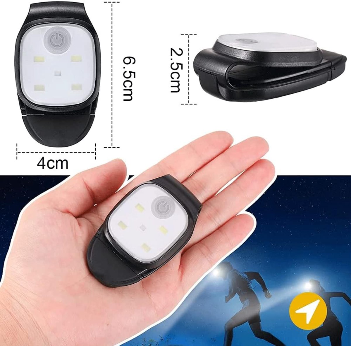 LED clip-on lights, set of 2, rechargeable, waterproof, safety lighting, running accessory, suitable for jogging, walking, running, fishing, camping and hiking. - Image 4