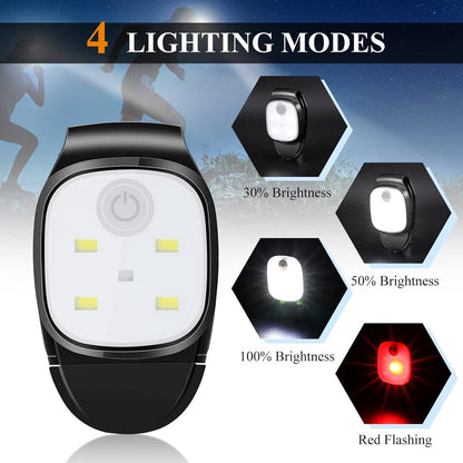 Clip-on outdoor running light, LED flashlight, USB rechargeable, reflective plastic safety light, accessory for running/training/racing. - Image 5