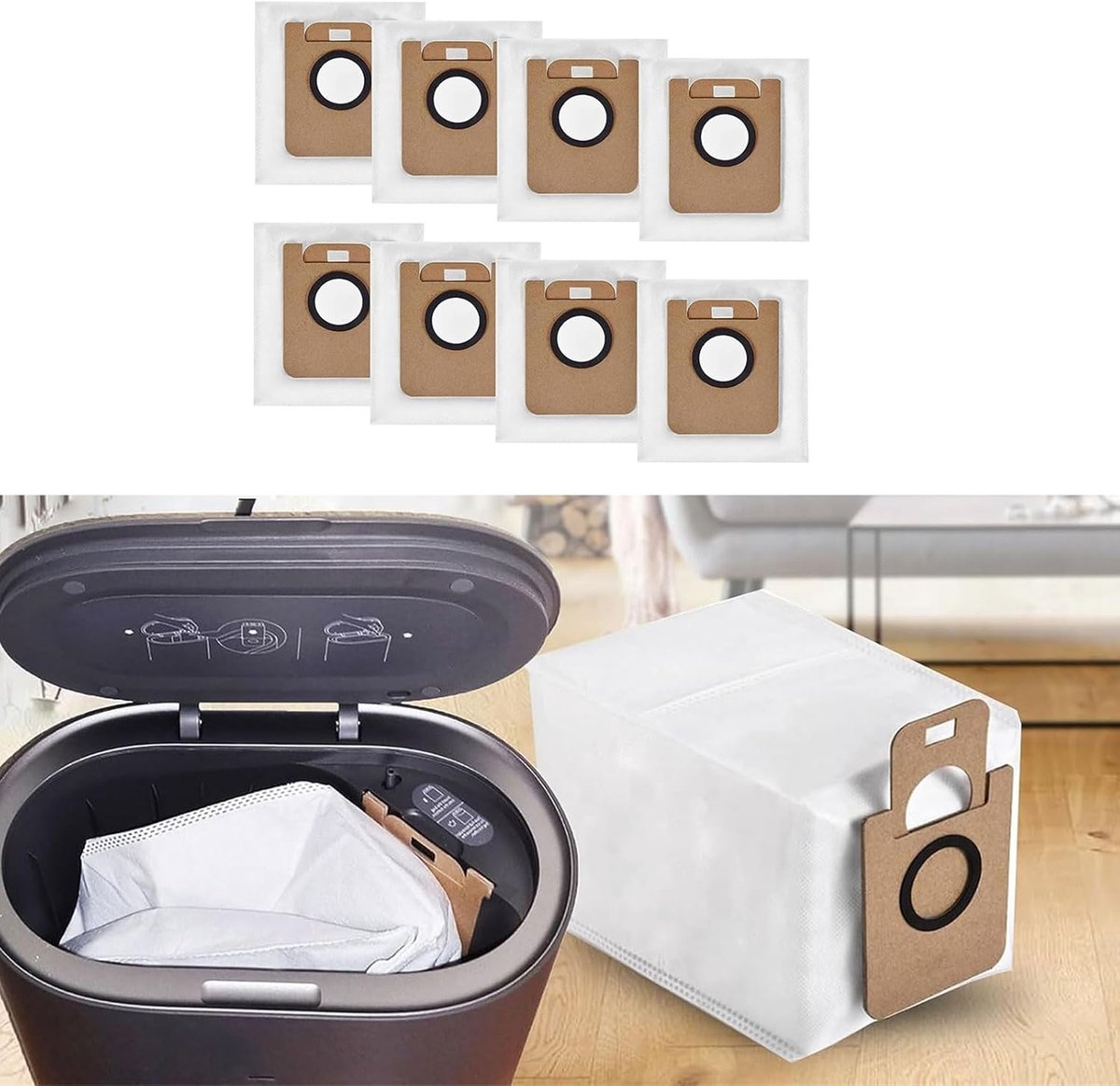 Vacuum cleaner bags - Eco-friendly vacuum cleaner bags - Practical vacuum cleaner bags - 8 reusable vacuum cleaner bags - Replacement parts for robot vacuum cleaners - Image 7