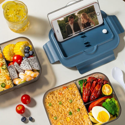 Lunch box - Lunch box for adults - Lunch boxes for children - Compartment lunch box - Reusable lunch box - 2-compartment container - Insulated - Sealable - Portable - Microwaveable (grey) - Image 5