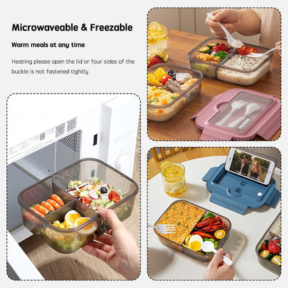 Lunch box - Lunch box for adults - Lunch boxes for children - Compartment lunch box - Reusable lunch box - 2-compartment container - Insulated - Sealable - Portable - Microwaveable (grey) - Image 7
