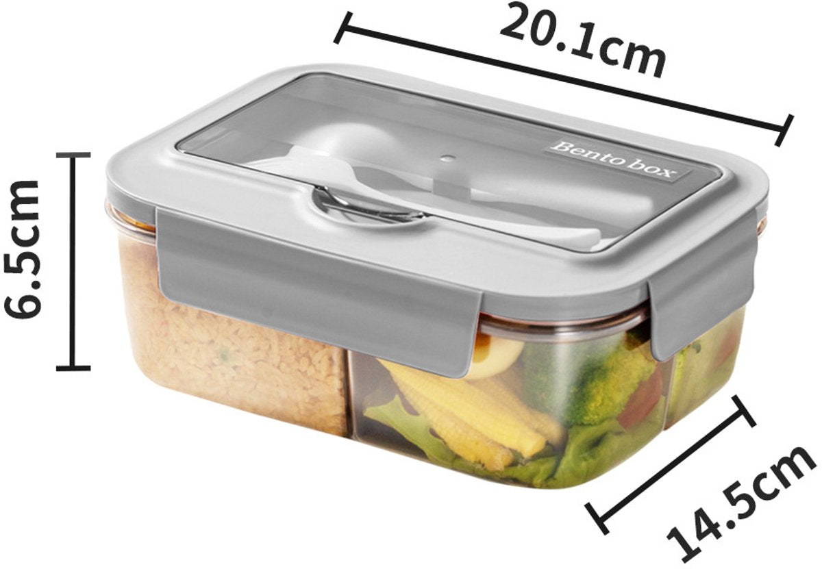 Lunch box - Lunch box for adults - Lunch boxes for children - Compartment lunch box - Reusable lunch box - 2-compartment container - Insulated - Sealable - Portable - Microwaveable (grey) - Image 8