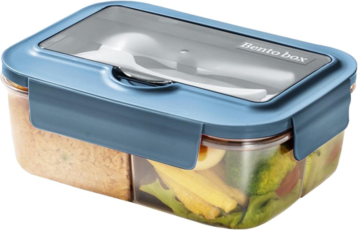Lunch Box - Children's Lunch Box - Compartmentalized Lunch Box - Reusable Lunch Box - 2-Compartment Lunch Box - Insulated - Sealable - Portable - Microwaveable (Blue) - Image 4