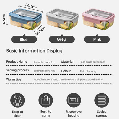 Lunch Box - Children's Lunch Box - Compartmentalized Lunch Box - Reusable Lunch Box - 2-Compartment Lunch Box - Insulated - Sealable - Portable - Microwaveable (Blue) - Image 5