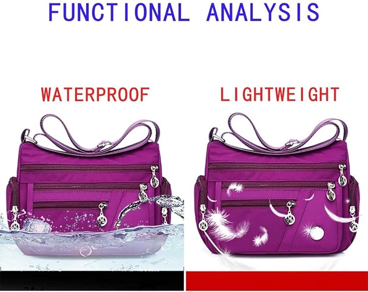 Handbags Nylon shoulder bag, multi-pocket handbag with large capacity, casual messenger bag for women, waterproof nylon shoulder bag, messenger bag, anti-theft handbag - Image 2