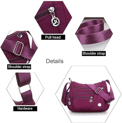Handbags Nylon shoulder bag, multi-pocket handbag with large capacity, casual messenger bag for women, waterproof nylon shoulder bag, messenger bag, anti-theft handbag - Image 6