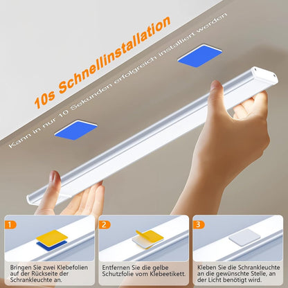 20cm LED Under Cabinet Lighting with Motion Detector - Rechargeable - 3 Colour Temperatures and Infinite Dimming, Dimmable Cabinet Lighting with 3 Modes, Sensor LED Lighting for Cabinets, Kitchens, Stairs (2 Pieces) - Image 3