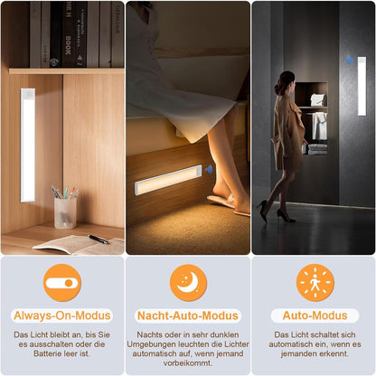 20cm LED Under Cabinet Lighting with Motion Detector - Rechargeable - 3 Colour Temperatures and Infinite Dimming, Dimmable Cabinet Lighting with 3 Modes, Sensor LED Lighting for Cabinets, Kitchens, Stairs (2 Pieces) - Image 4