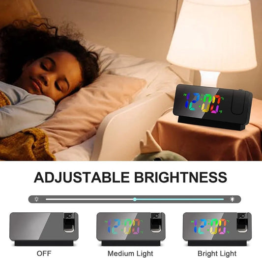 Wekker - Projection Alarm Clock - Digital Alarm Clock - Wekker Children's Alarm Clock - LED Mirror Alarm Clock - Wekker with Projection - Projection Alarm Clock with Temperature Display - Snooze - Night Mode - Adjustable Brightness - For Bedroom - Living  - Image 4