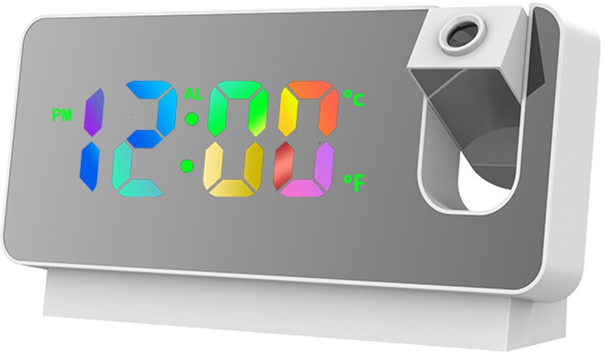 Wekker - Projection Alarm Clock - Digital Alarm Clock - Wekker Children's Alarm Clock - LED Mirror Alarm Clock - Wekker with Projection - Projection Alarm Clock with Temperature Display - Snooze - Night Mode - Adjustable Brightness - For Bedroom - Living  - Image 6