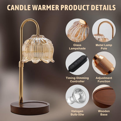 Candle Lamp - Candle Warmer - Candle Warmer with Dimmer - Electric Candle Lamp with Timer - For Scented Jar Candles - Home Decor - Image 2