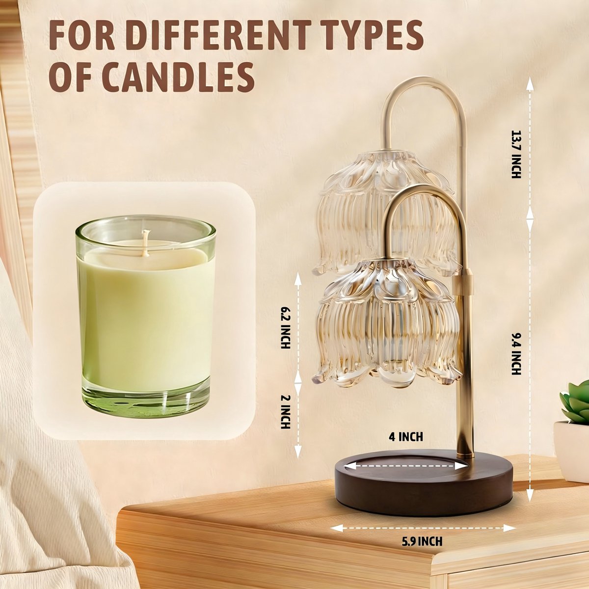 Candle Lamp - Candle Warmer - Candle Warmer with Dimmer - Electric Candle Lamp with Timer - For Scented Jar Candles - Home Decor - Image 6