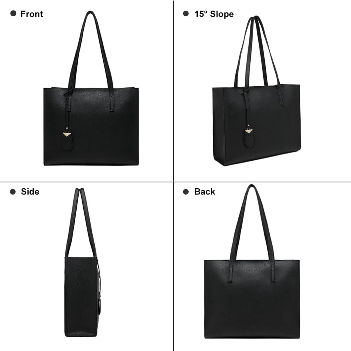 Handbags, large women's shopping bags, fashion, school, work, casual bags with zipper, A-black, western style - Image 2