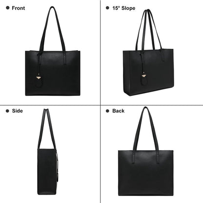 Handbags, large women's shopping bags, fashion, school, work, casual bags with zipper, A-black, western style - Image 2