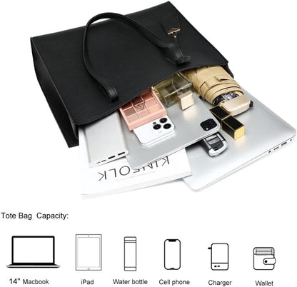 Handbags, large women's shopping bags, fashion, school, work, casual bags with zipper, A-black, western style - Image 4