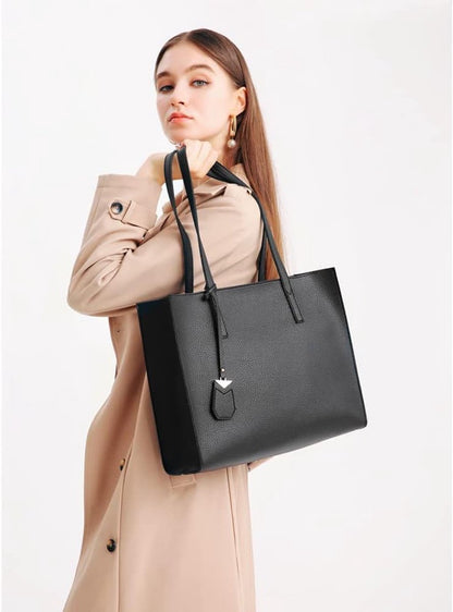 Handbags, large women's shopping bags, fashion, school, work, casual bags with zipper, A-black, western style - Image 5