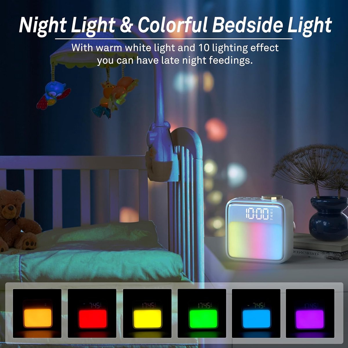 Wekker - Digital Alarm Clock - Alarm Clocks - Night Light - Wekker bedroom alarm clock with built-in battery - 6 scenes and noise synchronization - Dual alarm and snooze function - Perfect for deep sleepers - Gift for children and teenagers - Image 2