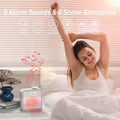 Wekker - Digital Alarm Clock - Alarm Clocks - Night Light - Wekker bedroom alarm clock with built-in battery - 6 scenes and noise synchronization - Dual alarm and snooze function - Perfect for deep sleepers - Gift for children and teenagers - Image 3