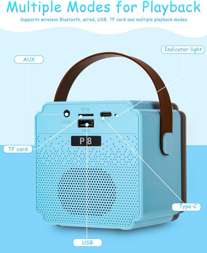 Children's karaoke machine with 2 microphones, portable karaoke machine with LED lights and voice changing effects, ideal gift for children (boys and girls) aged 5 to 12. - Image 7