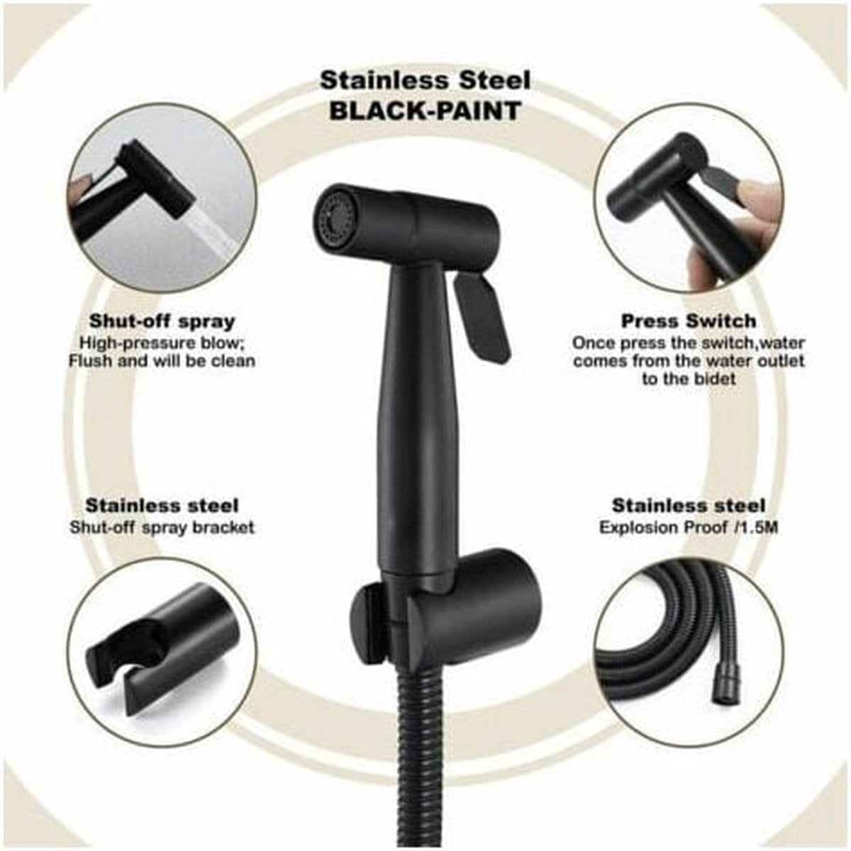 Shower head - Bidet Black, hand shower in the bathroom, toilet sprayer, stainless steel, toilet faucet - Image 8