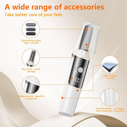 Electric Foot File - Professional Foot File - Pack of 10 - 3 Adjustable Speeds - For Dead Skin and Calluses - Wit - Image 4