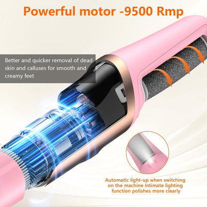 Electric Foot File - Professional Callus Remover - Pack of 10 - 3 Adjustable Speeds - For Dead Skin and Calluses - Pink - Image 4