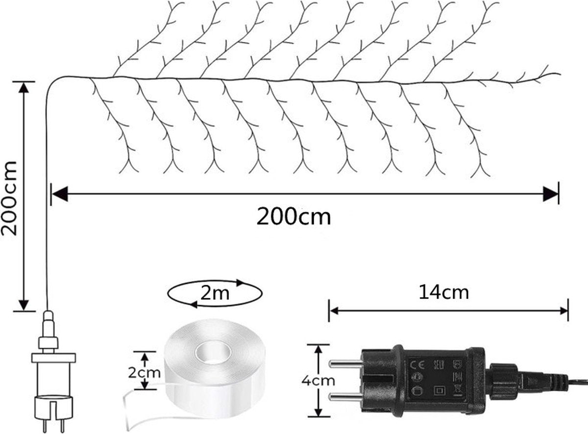 Beautiful LED Vine Branch Wall Light - 2 meters Long, 144 LED Lights - Suitable for Indoor and Outdoor Use - 8 Lighting Modes - Flexible and Decorative - Brown - Image 2