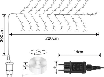 Beautiful LED Vine Branch Wall Light - 2 meters Long, 144 LED Lights - Suitable for Indoor and Outdoor Use - 8 Lighting Modes - Flexible and Decorative - Brown - Image 2