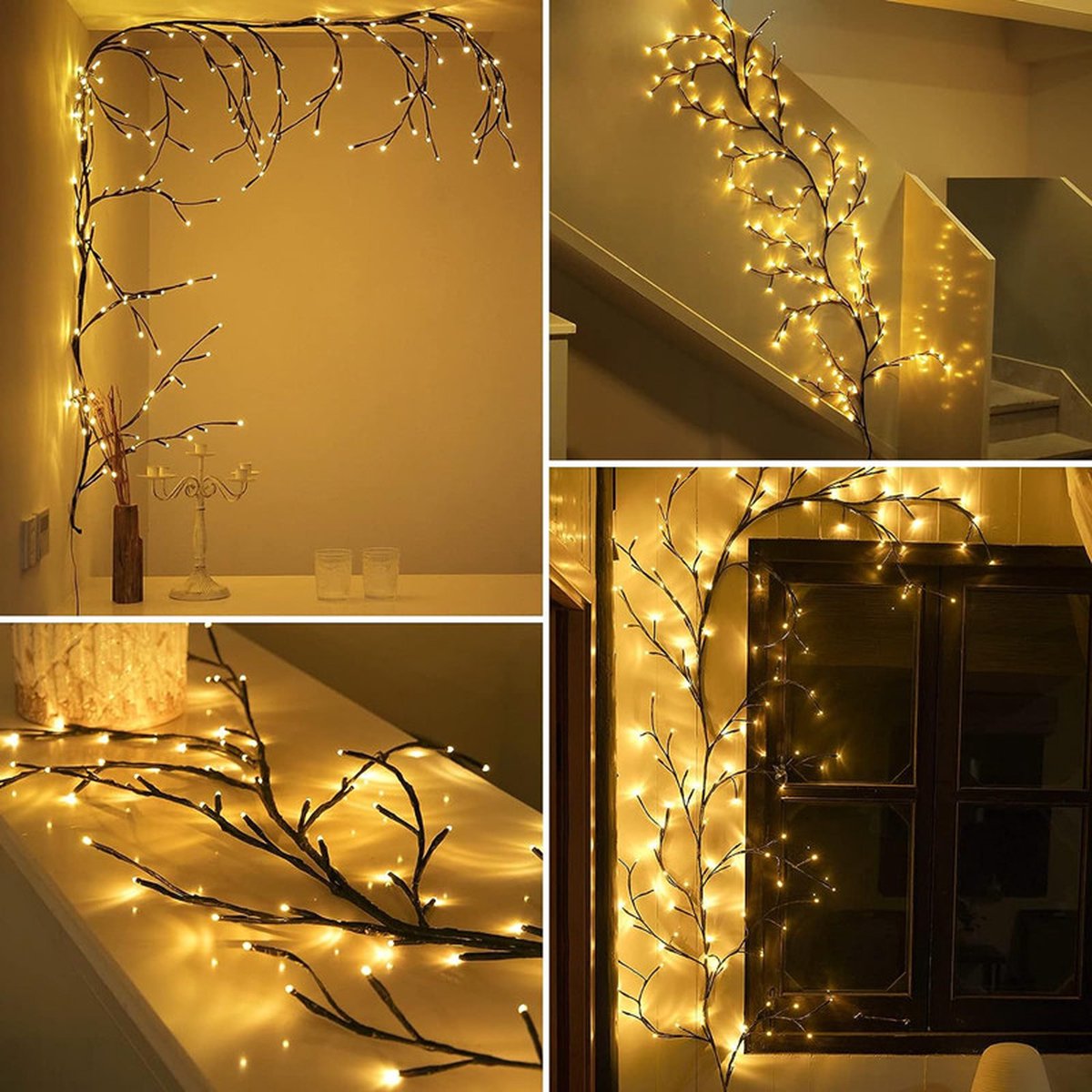 Beautiful LED Vine Branch Wall Light - 2 meters Long, 144 LED Lights - Suitable for Indoor and Outdoor Use - 8 Lighting Modes - Flexible and Decorative - Brown - Image 6