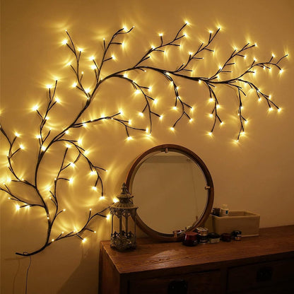 Beautiful LED Vine Branch Wall Light - 2 meters Long, 144 LED Lights - Suitable for Indoor and Outdoor Use - 8 Lighting Modes - Flexible and Decorative - Brown - Image 7