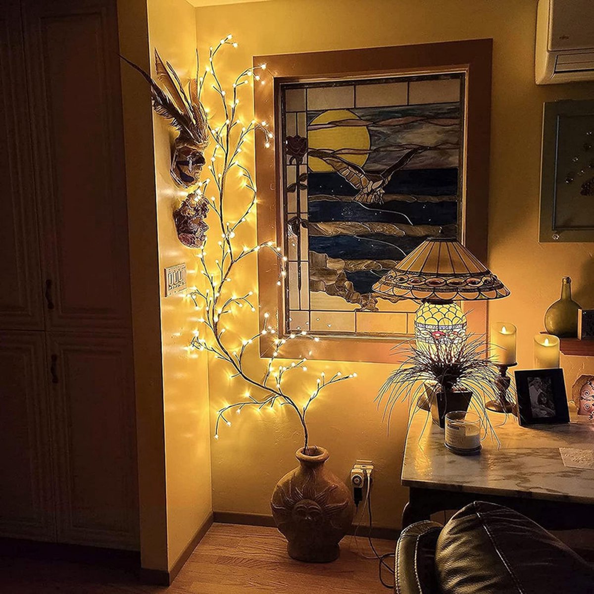 Beautiful LED Vine Branch Wall Light - 2 meters Long, 144 LED Lights - Suitable for Indoor and Outdoor Use - 8 Lighting Modes - Flexible and Decorative - Brown - Image 9