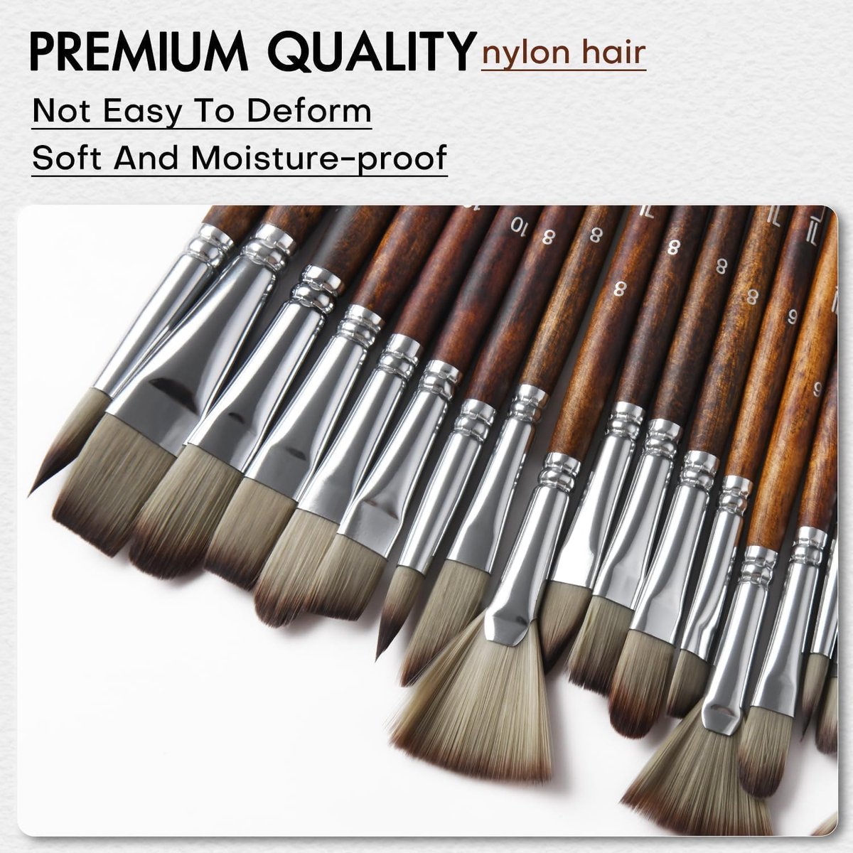 Acrylic Brush Set - 25 Premium Synthetic Brushes with Fabric Tray and Drawing Board, Suitable for Acrylic, Watercolor, Oil, and Gouache | No Hair Shedding | Acrylic Brushes - Image 4