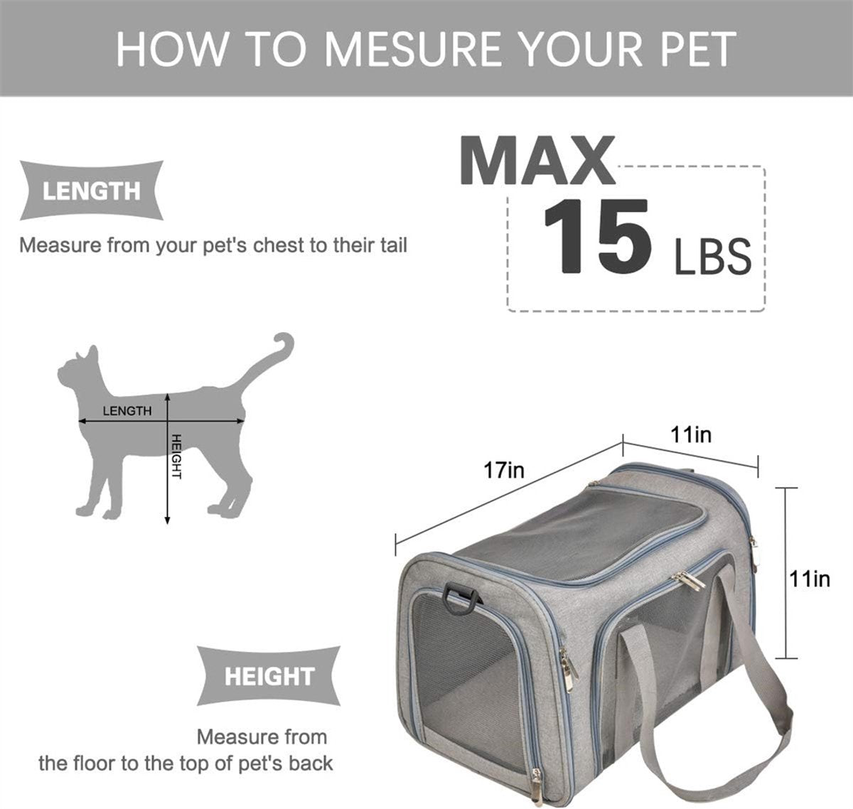 Bicycle panniers - Dog carrier bag for airplanes - Carrier bag for small dogs - Size L - Cat basket, dog basket, portable pet basket with soft sides - Foldable for puppy/rabbit travel - Image 2