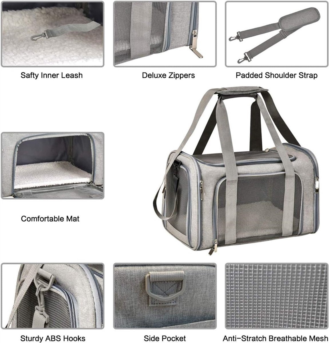 Bicycle panniers - Dog carrier bag for airplanes - Carrier bag for small dogs - Size L - Cat basket, dog basket, portable pet basket with soft sides - Foldable for puppy/rabbit travel - Image 3